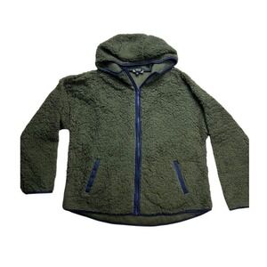 Perch by Blu Pepper Womens 2XL Green Sherpa Fleece Zip Up Hoodie Jacket